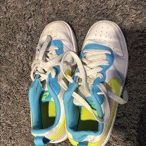 Nike White and Blue Athletic Sneakers